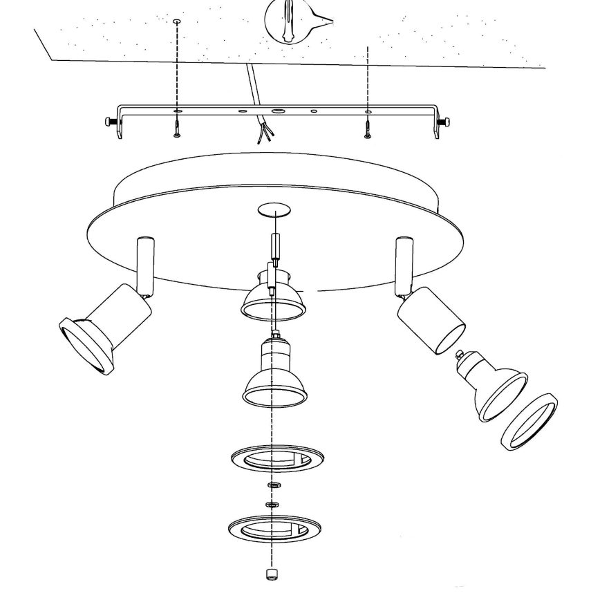Eglo 32001 - LED-kattovalaisin PAWEDO 1 4xGU10-LED/3W/230V