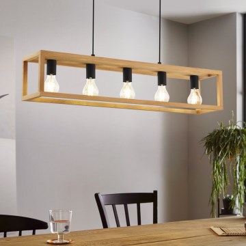 Eglo 32143 - Riippuvalaisin vaijerilla BLACKCROWN 5xE27/40W/230V ruskea