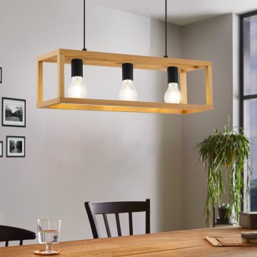 Eglo 32144 - Vaijerikiinnitteinen riippuvalaisin BLACKCROWN 3xE27/40W/230V ruskea