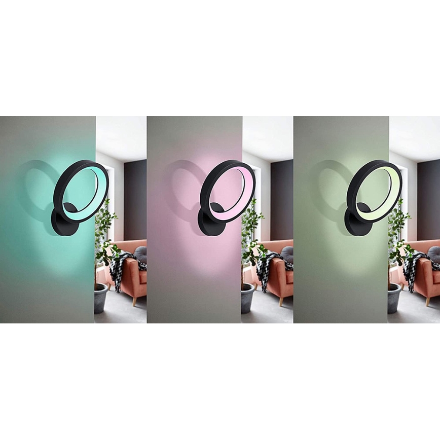 Eglo 32325 - LED RGBW Himmennettävä seinävalaisin MARGHERA-C LED/16W/230V 2700-6500K musta