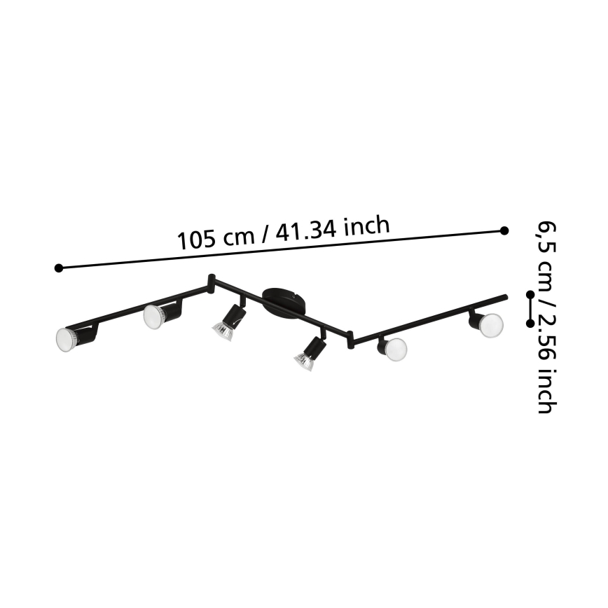 Eglo - LED-kohdevalaisin 6xGU10/2,8W/230V 3000K musta