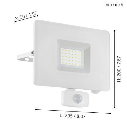 Eglo 33159 - LED-valonheitin anturilla FAEDO 3 LED/50W/230V IP44