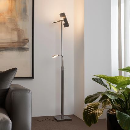 Eglo 33182 - Himmennettävä LED-lattiavalaisin SOLANO 1xLED/26W/230V +1xLED/3,2W 3000K mattakromi