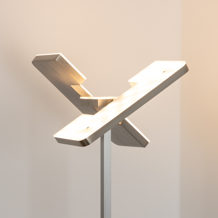 Eglo 33182 - Himmennettävä LED-lattiavalaisin SOLANO 1xLED/26W/230V +1xLED/3,2W 3000K mattakromi