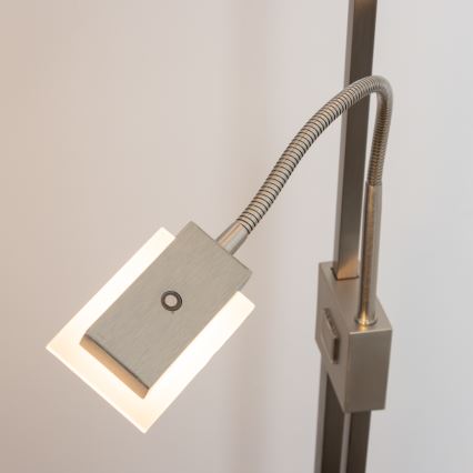 Eglo 33182 - Himmennettävä LED-lattiavalaisin SOLANO 1xLED/26W/230V +1xLED/3,2W 3000K mattakromi