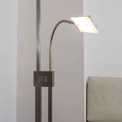 Eglo 33182 - Himmennettävä LED-lattiavalaisin SOLANO 1xLED/26W/230V +1xLED/3,2W 3000K mattakromi