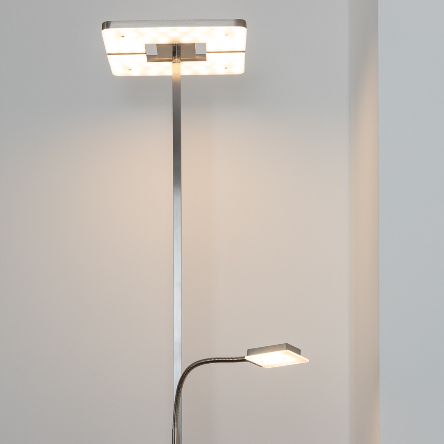 Eglo 33182 - Himmennettävä LED-lattiavalaisin SOLANO 1xLED/26W/230V +1xLED/3,2W 3000K mattakromi