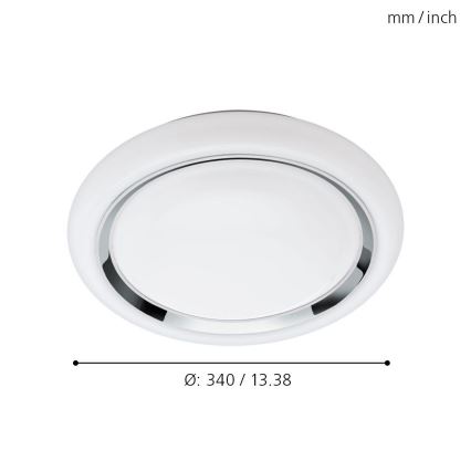 Eglo 33254 - CAPASSO-C LED RGBW himmennettävä kattovalaisin, 17 W, 230 V, 2700–6500 K, Ø 34 cm