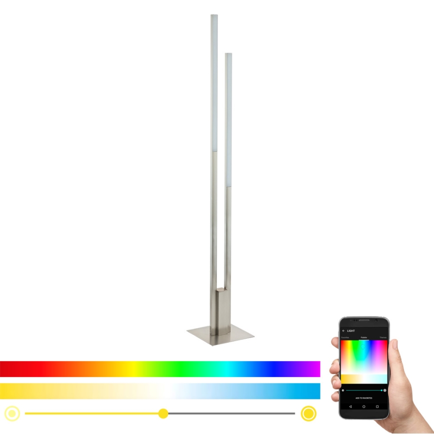 Eglo 33323 - LED RGBW Himmennettävä lattiavalaisin FRAIOLI-C 2xLED/17W/230V 2700-6500K mattakromi