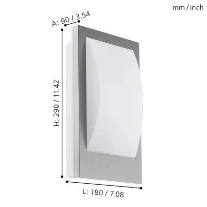 Eglo 33569 - LED-ulkoseinävalaisin VERRES-C 1xE27/9W/230V IP44 mattakromi