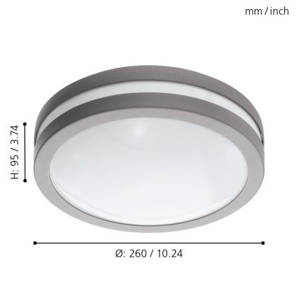 Eglo 33572 - himmennettävä LED-kylpyhuoneen kattovalaisin LOCANA-C LED/14W/230V IP44 hopea