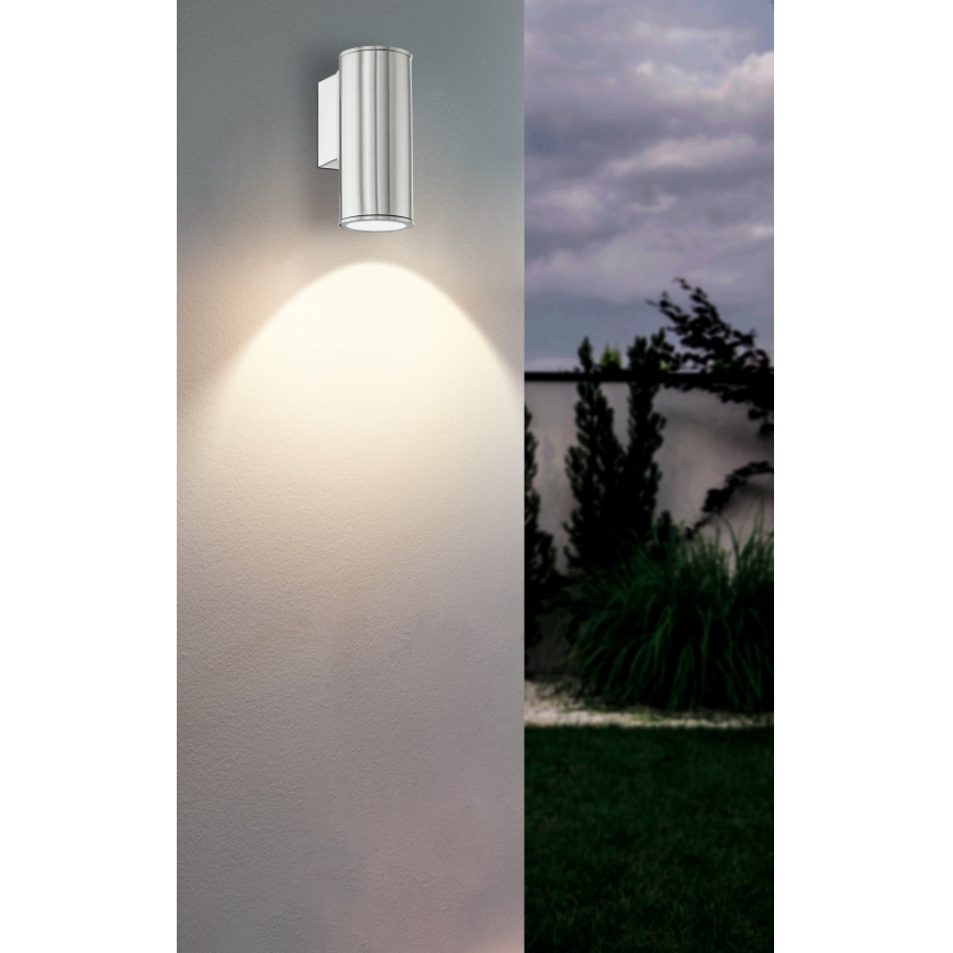 Eglo 33581 - LED RGBW Himmennettävä ulkoseinävalaisin RIGA 1xGU10/5W/230V 2700-6500K IP44 mattakromi