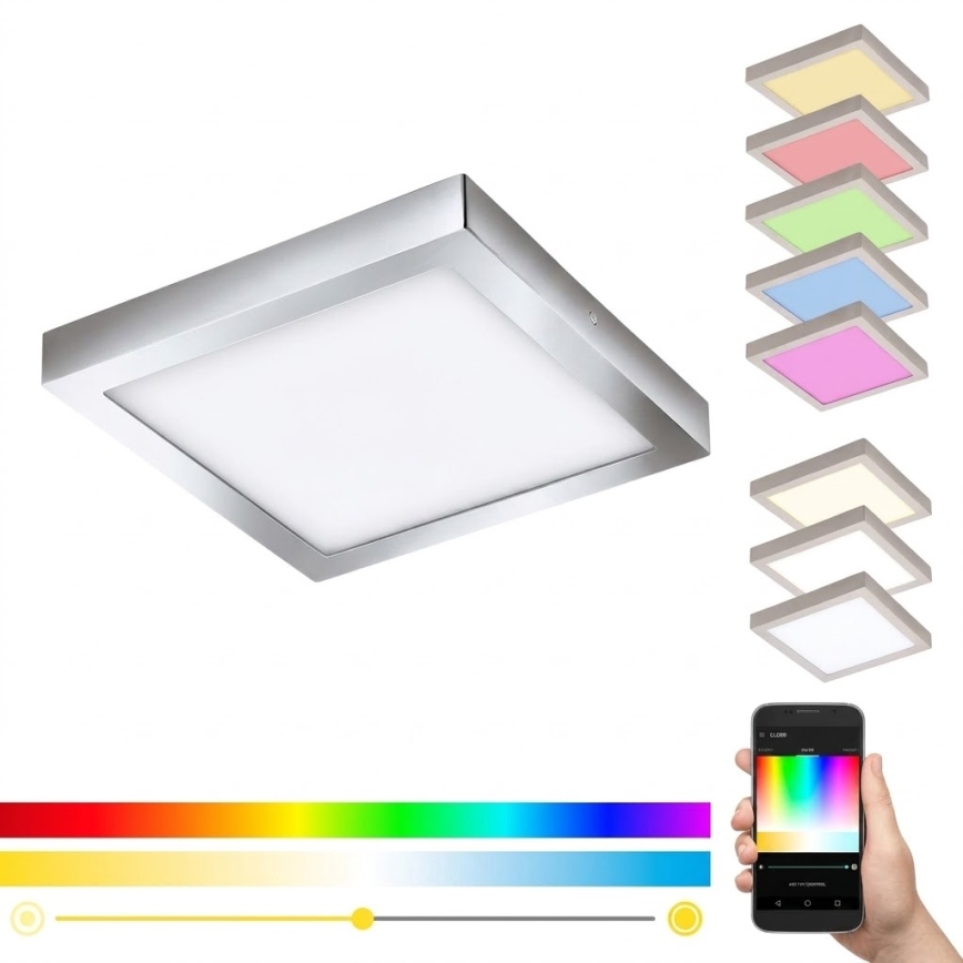 Eglo 33668-LED RGBW Himmennettävä kylpyhuonevalaisin FUEVA-C 21W/230V 2700-6500K 30x30cm IP44