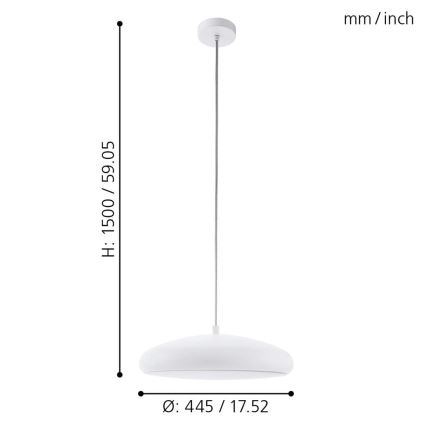 Eglo 33765 - LED RGBW Himmennettävä kattokruunu johdossa RIODEVA-C LED/27W/230V 2700-6500K valkoinen