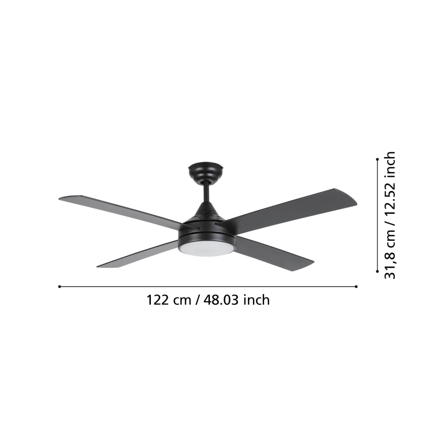Eglo 35085 - LED-himmennettävä kattotuuletin TRINIDAD LED / 20W / 230V + kaukosäädin musta
