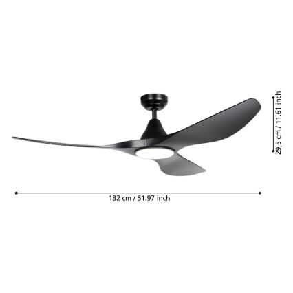 Eglo - LED-kattotuuletin LED/20W/230V 3000/4000/5000K Ø 132 cm musta + kaukosäädin
