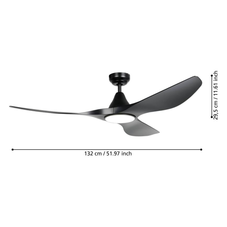 Eglo - LED-kattotuuletin LED/20W/230V 3000/4000/5000K Ø 132 cm musta + kaukosäädin