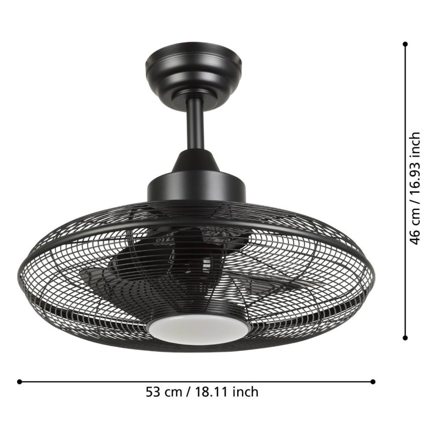 Eglo - LED-kattotuuletin LED/15W/230V 3000/4000/5000K Ø 53 cm musta + kaukosäädin