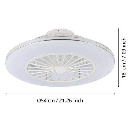Eglo - Himmennettävä LED-kattotuuletin 3xLED/12,6W/230V 2700-6500K halkaisija 55 cm valkoinen + kaukosäädin