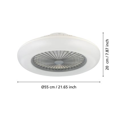 Eglo - LED-himmennettävä kattotuuletin 3xLED/12,6W/230V 2700-6500K halkaisija 55 cm harmaa + kaukosäädin