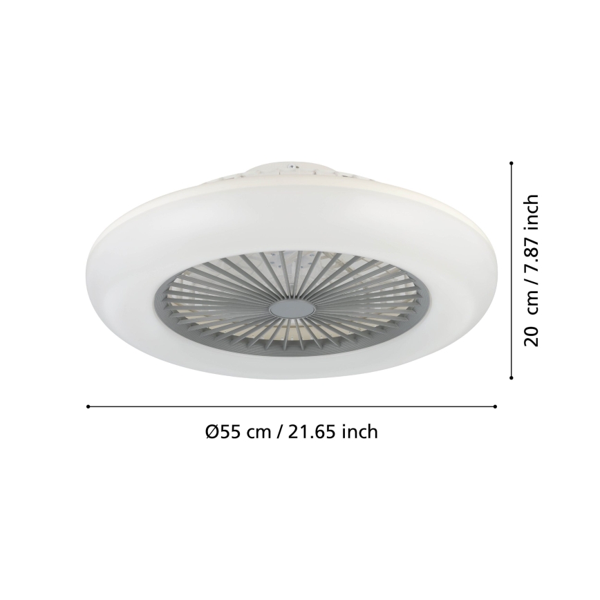 Eglo - LED-himmennettävä kattotuuletin 3xLED/12,6W/230V 2700-6500K halkaisija 55 cm harmaa + kaukosäädin