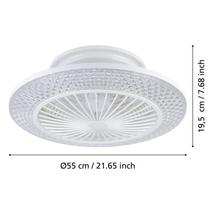 Eglo - Himennettävä LED-kattotuuletin 3xLED/12,6W/230V 2700-6500K halkaisija 55 cm valkoinen + kaukosäädin