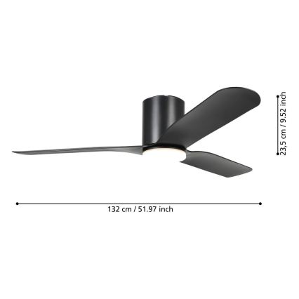 Eglo - himmennettävä LED-kattotuuletin LED/17W/230V 3000/4000/5000K Ø 132 cm musta + kaukosäädin