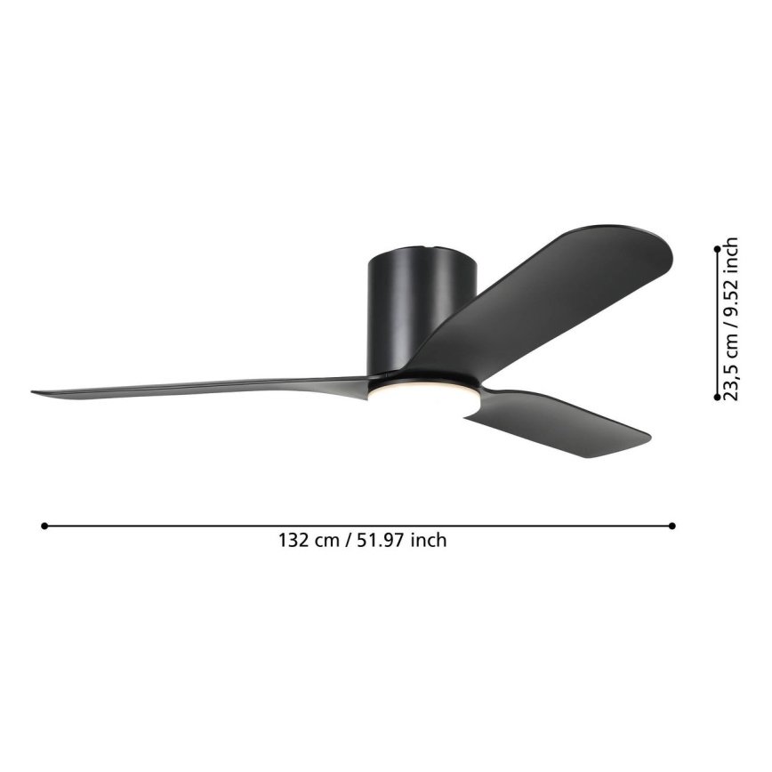 Eglo - himmennettävä LED-kattotuuletin LED/17W/230V 3000/4000/5000K Ø 132 cm musta + kaukosäädin
