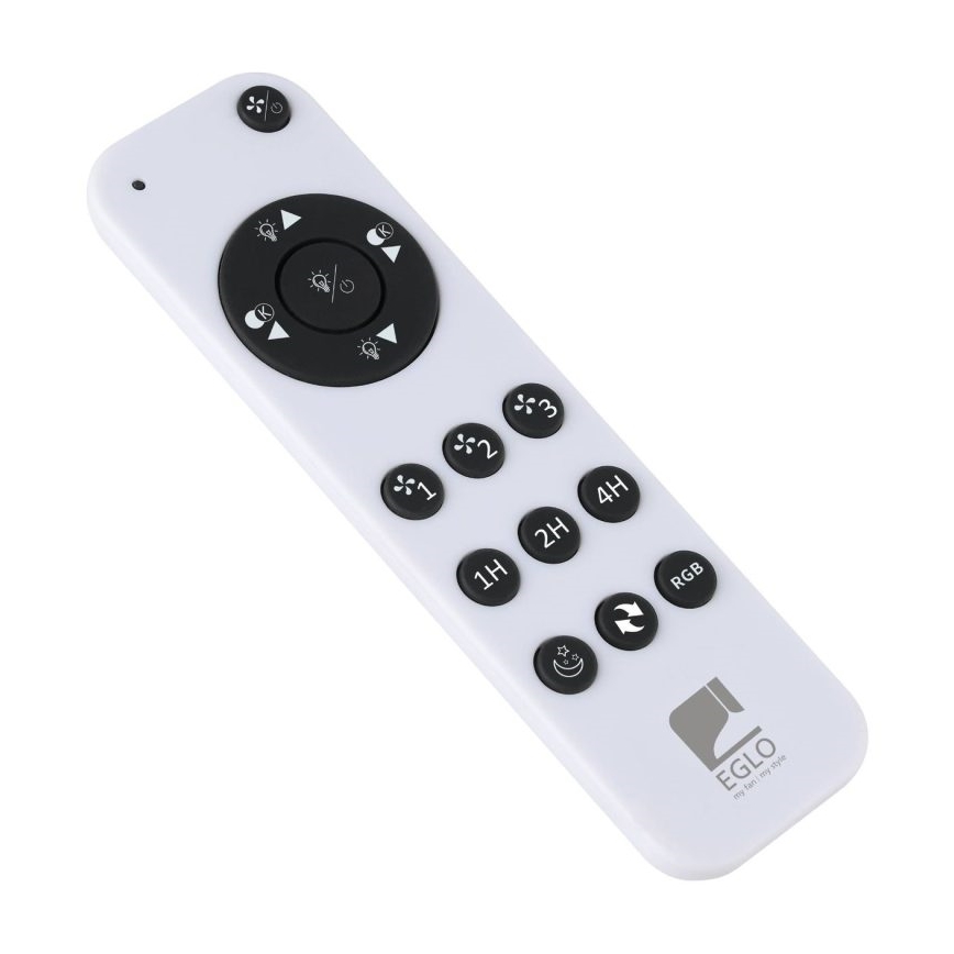 Eglo – himmennettävä LED RGBW -kattotuuletin, LED/36W/230V, 3000–6500K, halkaisija 50 cm, musta + kaukosäädin