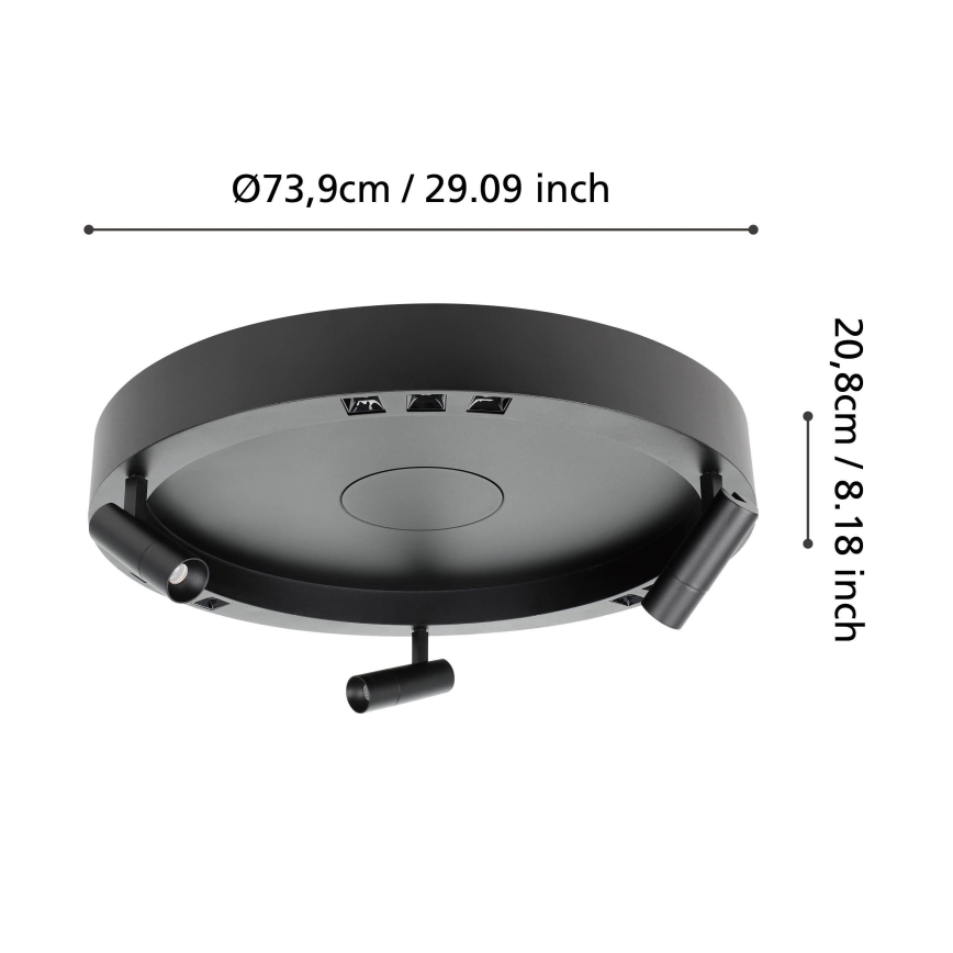 Eglo - Himmennettävä LED-kattovalaisin 3xLED/8W/230V + 3xLED/8,5W 3000K musta + kauko-ohjaus