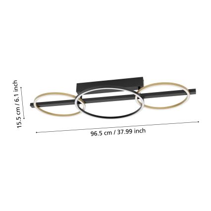 Eglo - LED-himmennyskattokruunu 2xLED/12,5W/230V + LED/15,5W 3000K musta