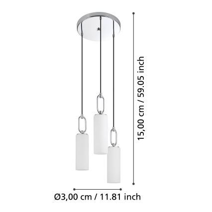 Eglo - Kattokruunu johdossa 3xE27/40W/230V kiiltävä kromi