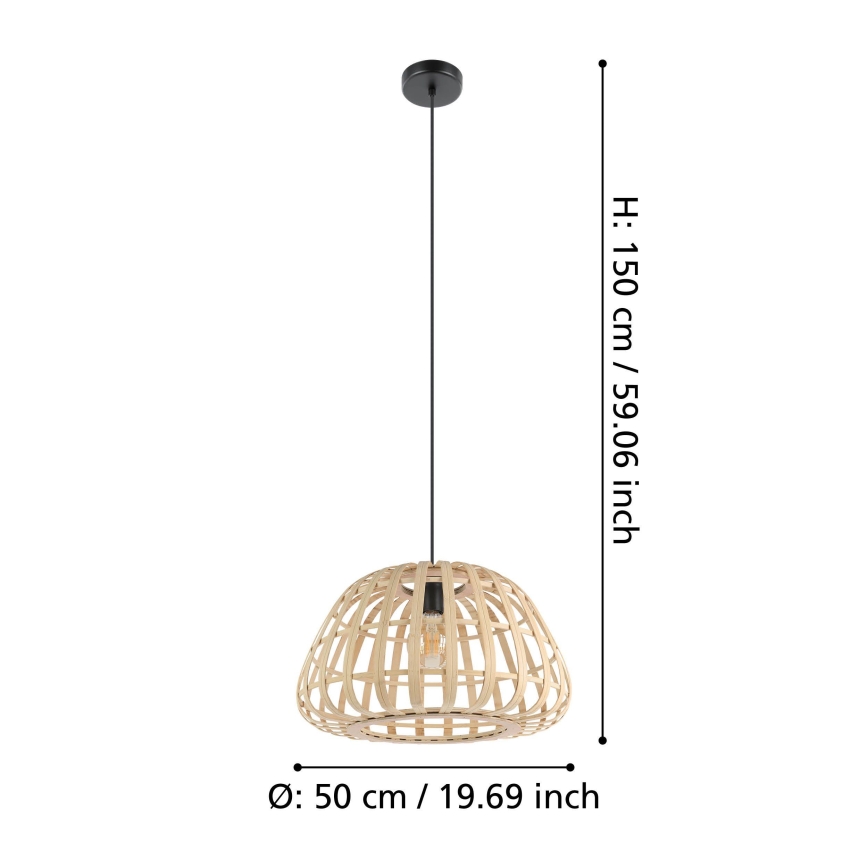 Eglo - Kattokruunu johdossa 1xE27/40W/230V halkaisija 50 cm bambu