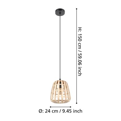 Eglo - Kattokruunu johdossa 1xE27/40W/230V halkaisija 24 cm bambu
