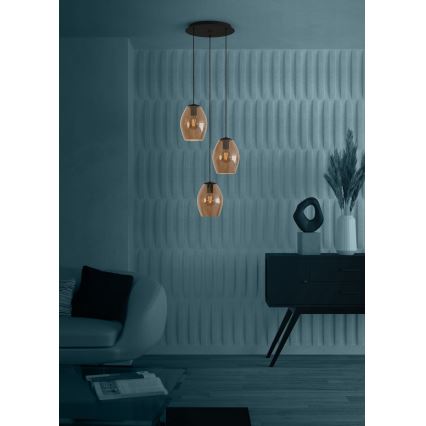 Eglo - Kattokruunu johdossa 3xE27/40W/230V ruskea