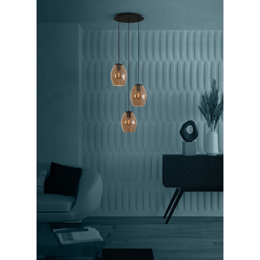 Eglo - Kattokruunu johdossa 3xE27/40W/230V ruskea