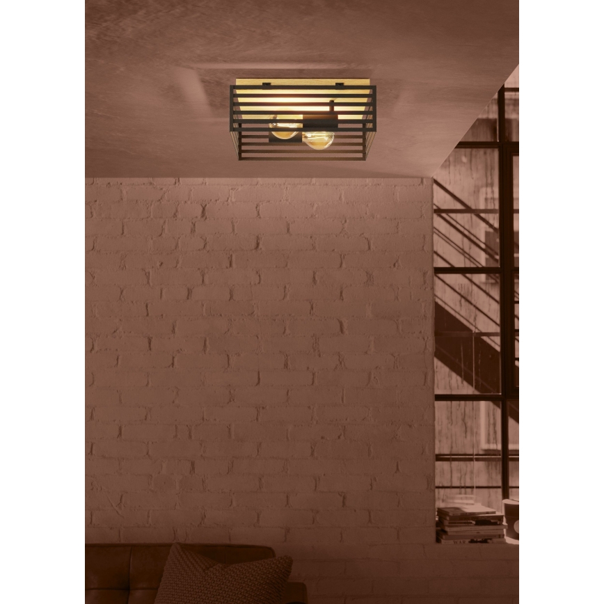 Eglo - Kattovalo 2xE27/40W/230V musta/ruskea