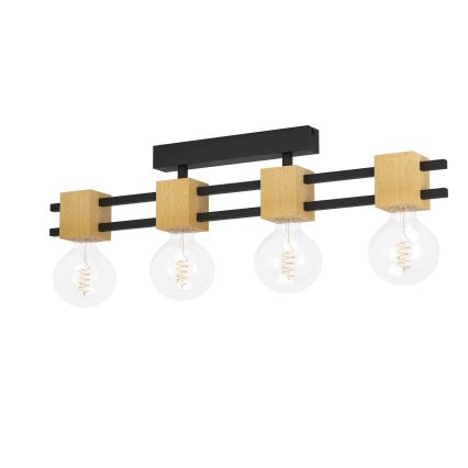 Eglo - Kiinteä kattokruunu 4xE27/40W/230V musta/ruskea