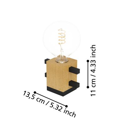 Eglo - Pöytävalaisin 1xE27/40W/230V musta/ruskea