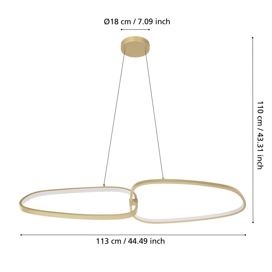 Eglo - Himmennettävä LED-kattokruunu johdossa LED/37,5W/230V 3000K kulta