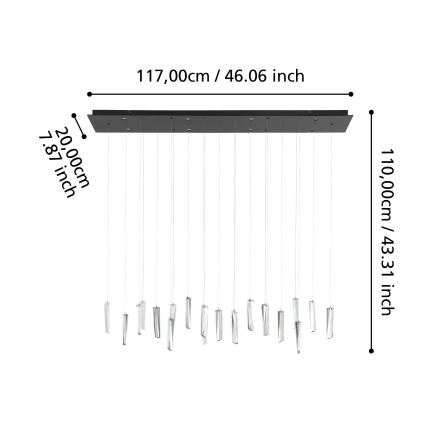 Eglo - Himmennettävä LED-kattokruunu johdossa 8xLED/4,2W/230V 3000K läpinäkyvä
