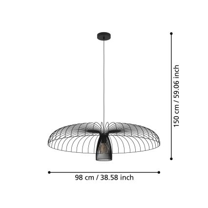 Eglo - Kattokruunu johdossa 1xE27/60W/230V halkaisija 98,5 cm musta