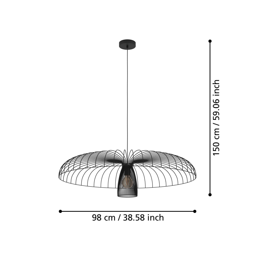 Eglo - Kattokruunu johdossa 1xE27/60W/230V halkaisija 98,5 cm musta