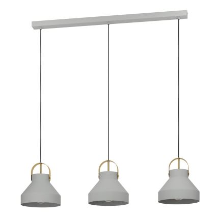 Eglo - Kattokruunu johdossa 3xE27/40W/230V harmaa