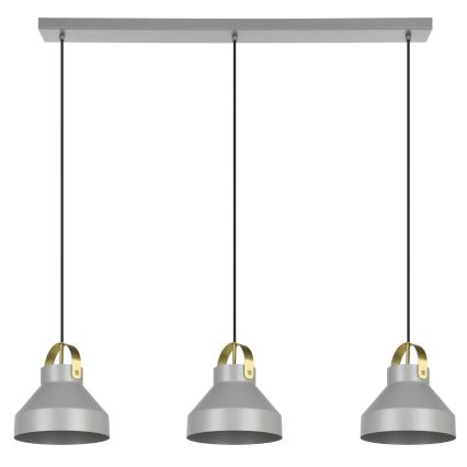 Eglo - Kattokruunu johdossa 3xE27/40W/230V harmaa