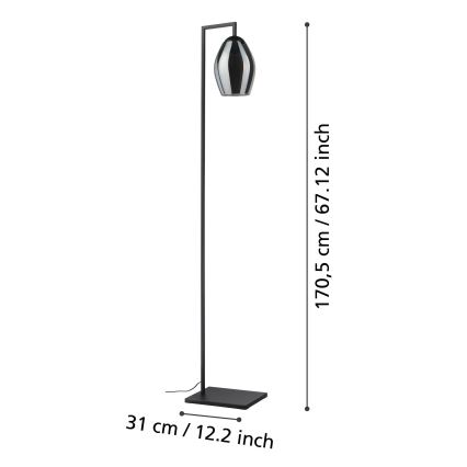 Eglo - Lattialamppu 1xE27/40W/230V savuinen