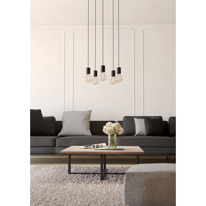 Eglo - Kattokruunu johdossa 5xE27/40W/230V musta