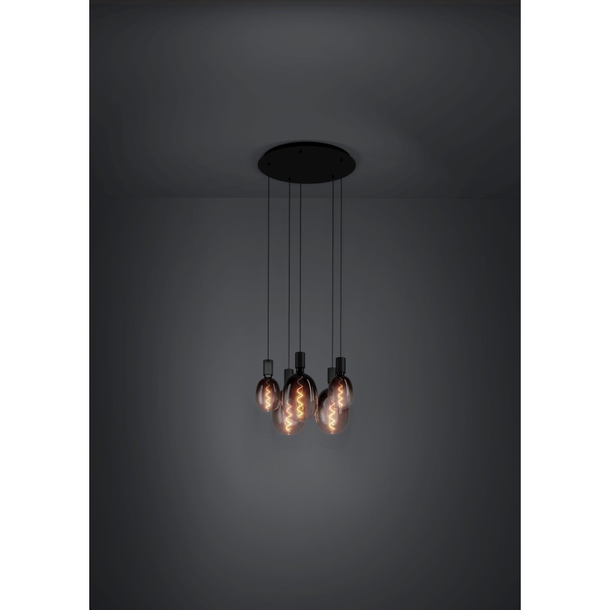 Eglo - Kattokruunu johdossa 5xE27/40W/230V musta