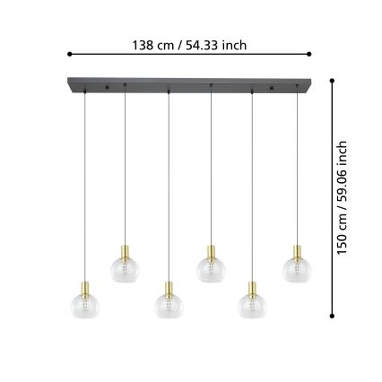 Eglo - Himmennettävä LED-kattokruunu johdossa 6xLED/5,4W/230V 3000K kulta