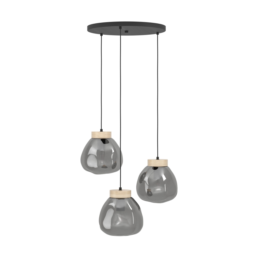 Eglo - Kattokruunu johdossa 3xE27/40W/230V savuinen